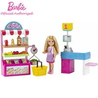 Barbie Chelsea Can Be Snack Stand Playset With Blonde Doll 6-Inch 15pcs Accessories Mini Kid Toys GTN67 Birthday Gift For Girl