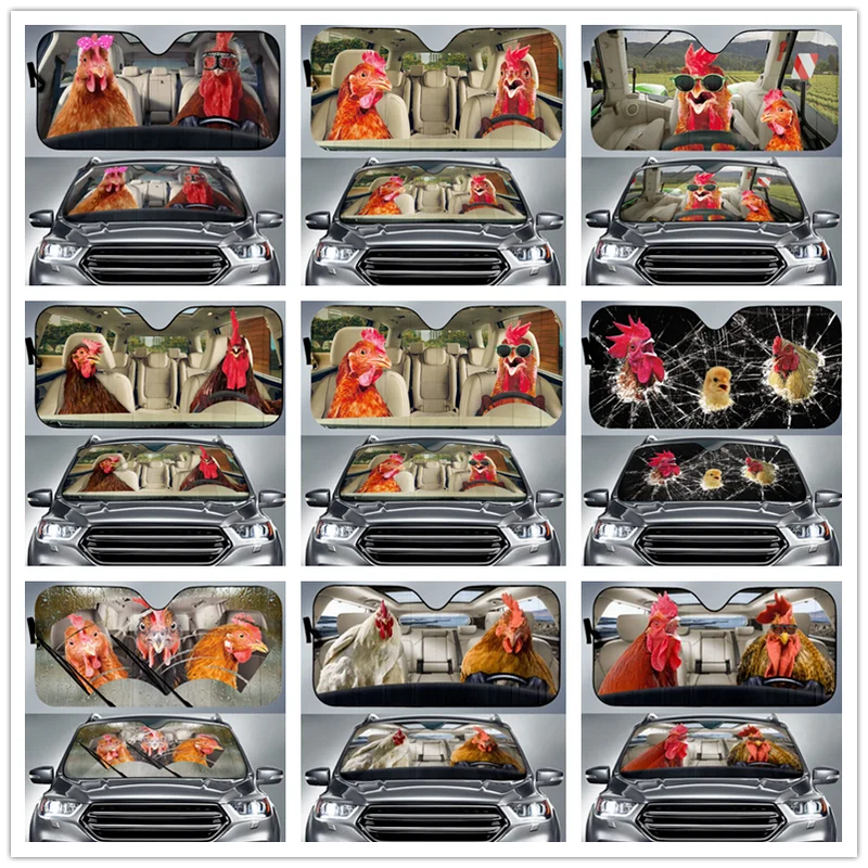 

CHICKEN Driver Car Sun Shade for Front Windshield,Funny Animal Curtain Sun Visor for Car Keep Your Vehicle Cool,UV