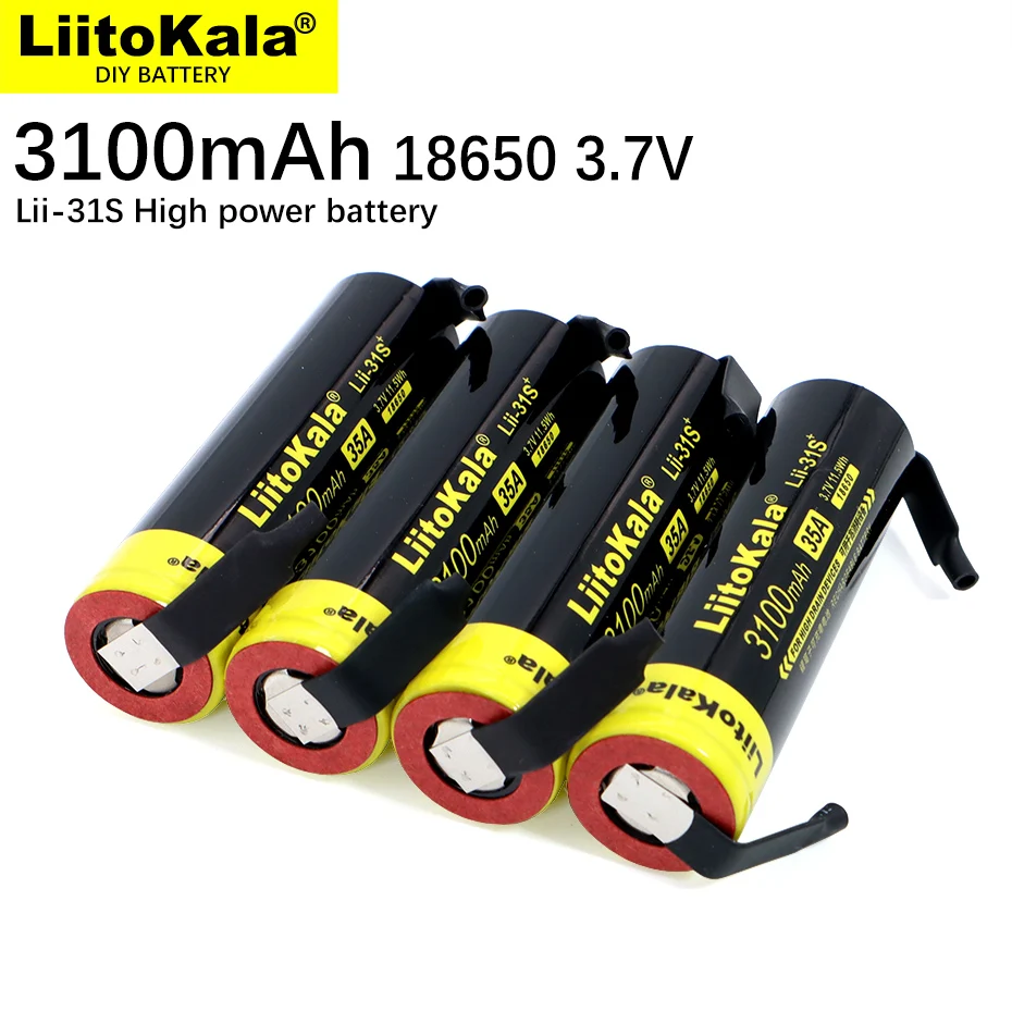 10PCS LiitoKala Lii-31S 18650 סוללה 3.7V/4.2V ליתיום 3100mA 35A כוח נטענת סוללה עבור גבוהה ניקוז מכשירים + DIY ניקל