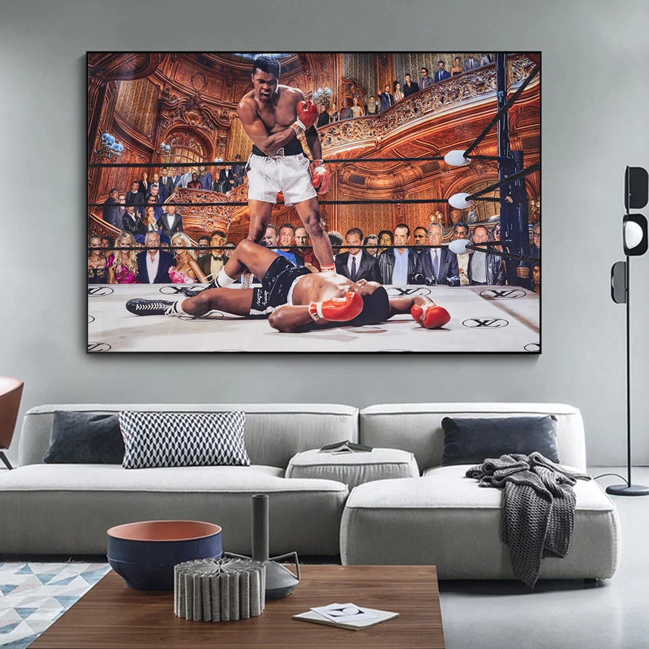 

Boxing Champion Abstract Canvas Painting On Wall Art Poster All-Star Lineup Look Boxing Match Prints for Living Room Home Decor