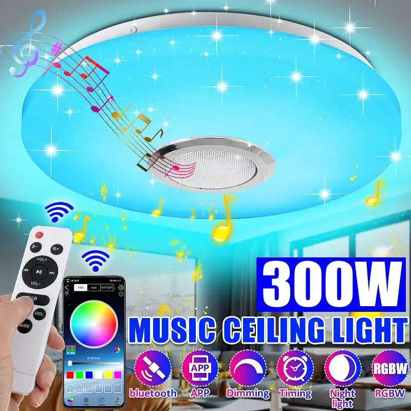 

300W RGB Dimmable Music Ceiling lamp Remote&APP control Ceiling Lights AC180-265V for home bluetooth speaker Lighting Fixture
