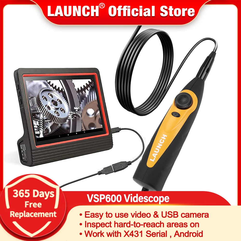 LAUNCH VSP600 Videoscope Camera Endoscope Car Inspection Mirror Flexible IP67 Waterproof 6LED Adjustable for X431 V/PRO3S+/PAD V