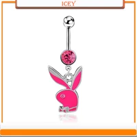 1pc rabbit belly ring zircon navel stud crystal belly navel jewelry rhinestones belly button ring zinc alloy belly body jewelry