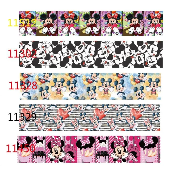 25 мм Микки Маус мультфильм персонаж Grograin лента печатная 10 ярдов для лука DIY крафт