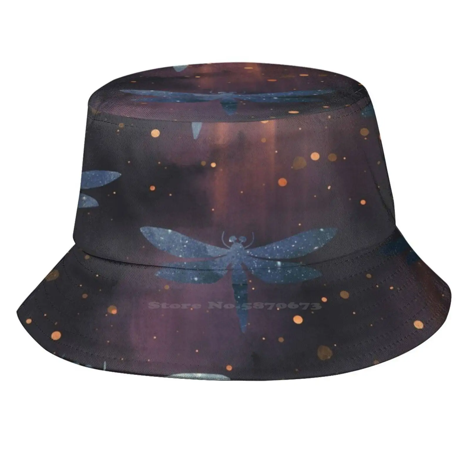 

Dragonflies Print Bucket Hats Sun Cap Dragonfly Insect Stars Space Wings