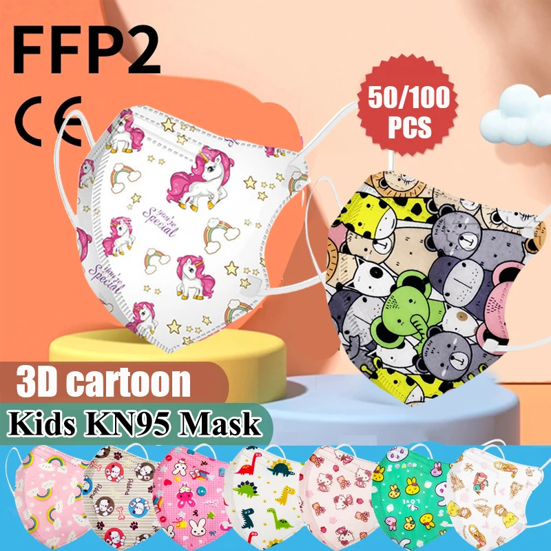 

KN95 Children Mask kawaii Kids Face Masks for Girls Boys 3D Black Dust Disposable Child Mask CE ffp2mask KN95 Mouth Face Mask