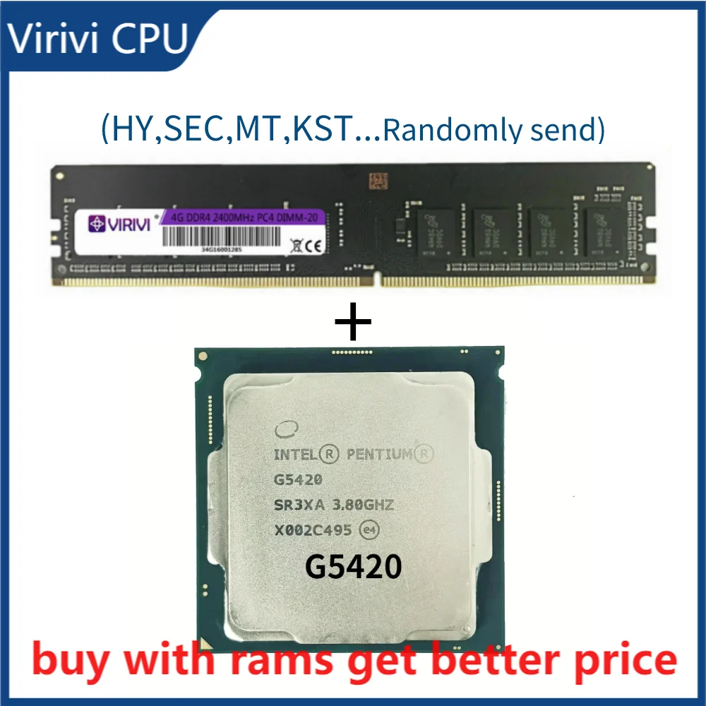 

DDR4 4G 2400Mhz with G5420 3.8 GHz Dual-Core Quad-Thread CPU Processor 4M 54W 58W LGA 1151