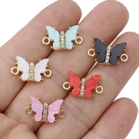 8pcs mix lot gold plated crystal butterfly charm connector for jewelry making bracelet accessories diy findings 20x10mm