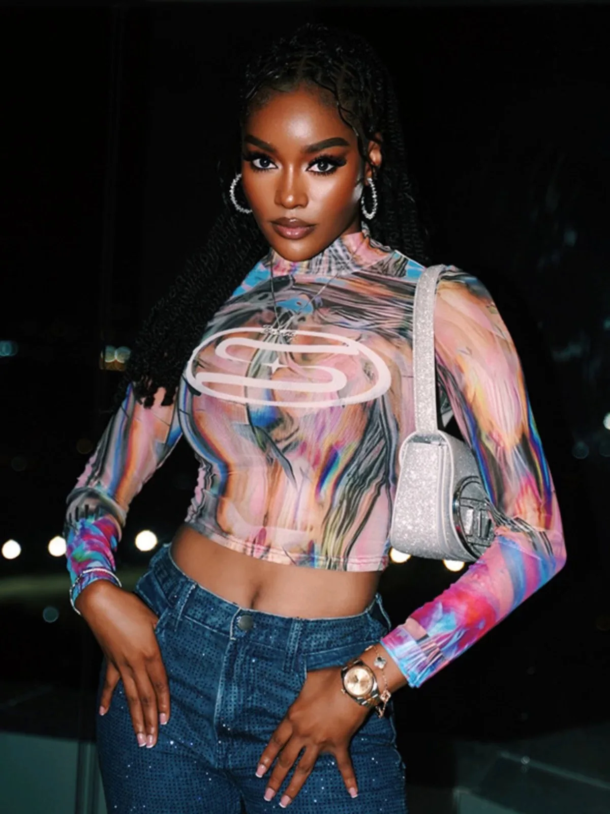 Женские рубашки с высоким воротом и принтом блузка Y2K Ins шикарные топы футболки