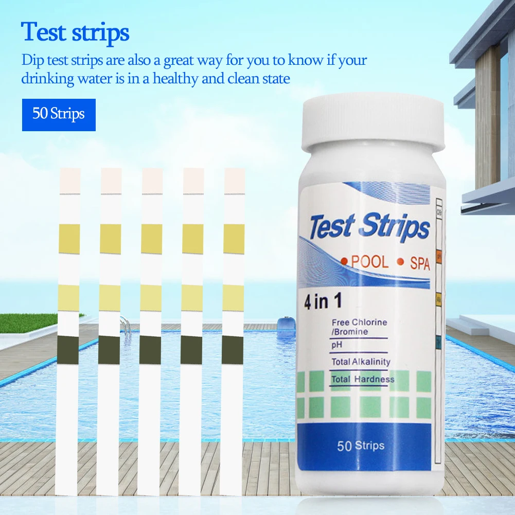 

SPA Water Tester Paper 4 in 1 Swimming Pool Test Paper Residual Chlorine A Bottle Alkalinity Hardness Water Quality Test Strip