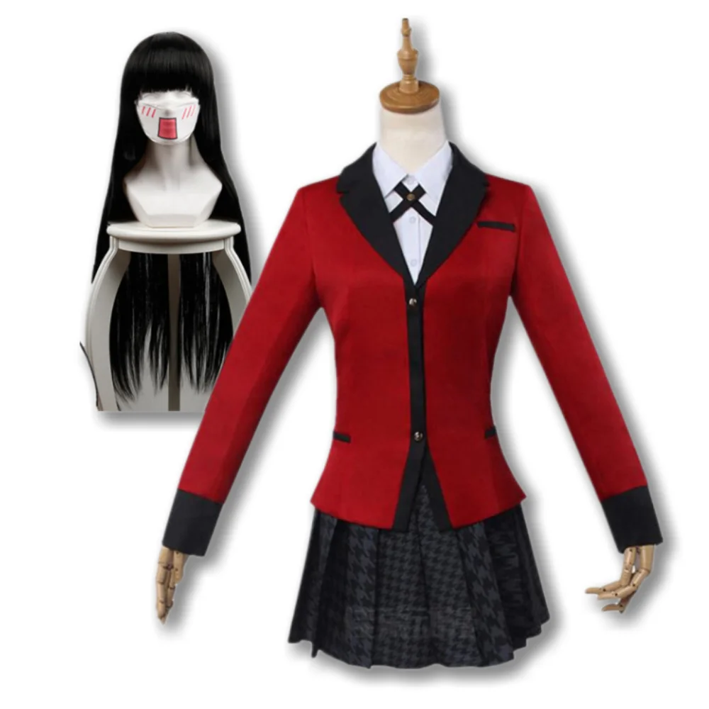 

Kakegurui Jabami Yumeko Cosplay Costume Anime Halloween Sayaka Compulsive Gambler School Girl Pleated Skirt Uniform Full Set