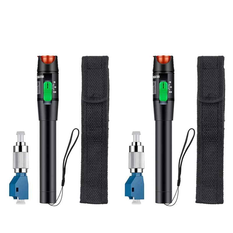 

2X 30MW 30KM Visual Fault Locator Fiber Light Tester VFL Optic Cable With Single Mode FC Male To LC Female Adapter A