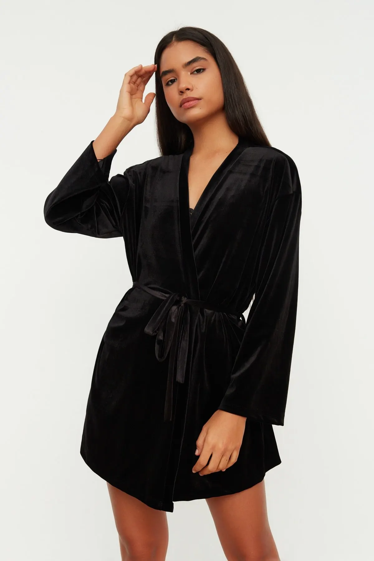 

Women's Kimono Black Velvet Kimono Caftan Fashion Bathrobe For Ladies