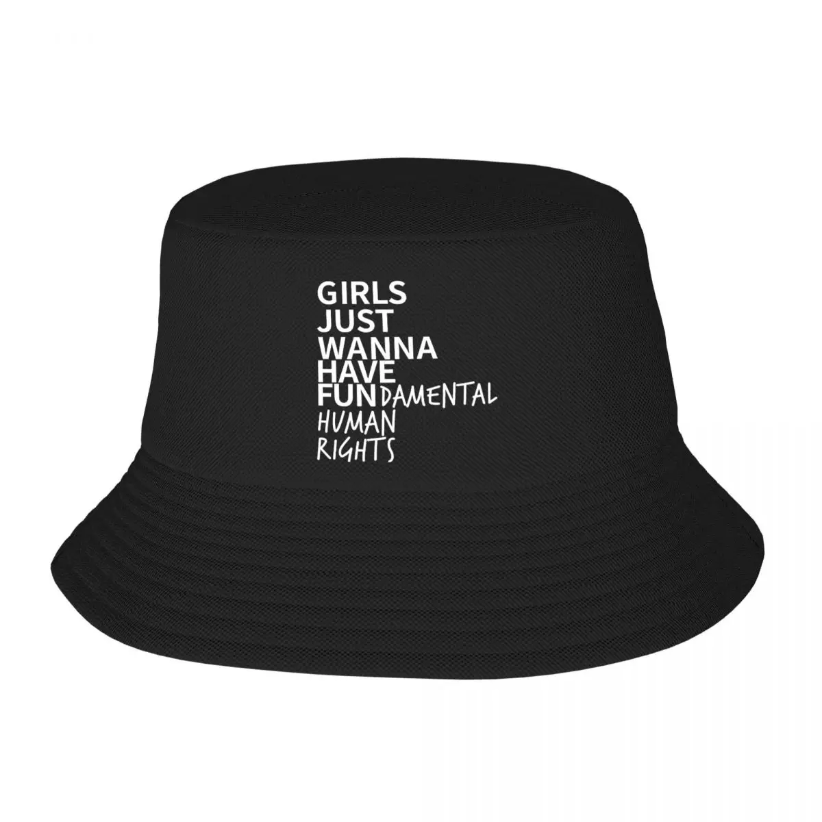 

Girls Just Wanna Have Fundamental Human Rights Letter Bucket Cap Summer Fisherman Caps Beach Sun Fishing Bob Panama Hat