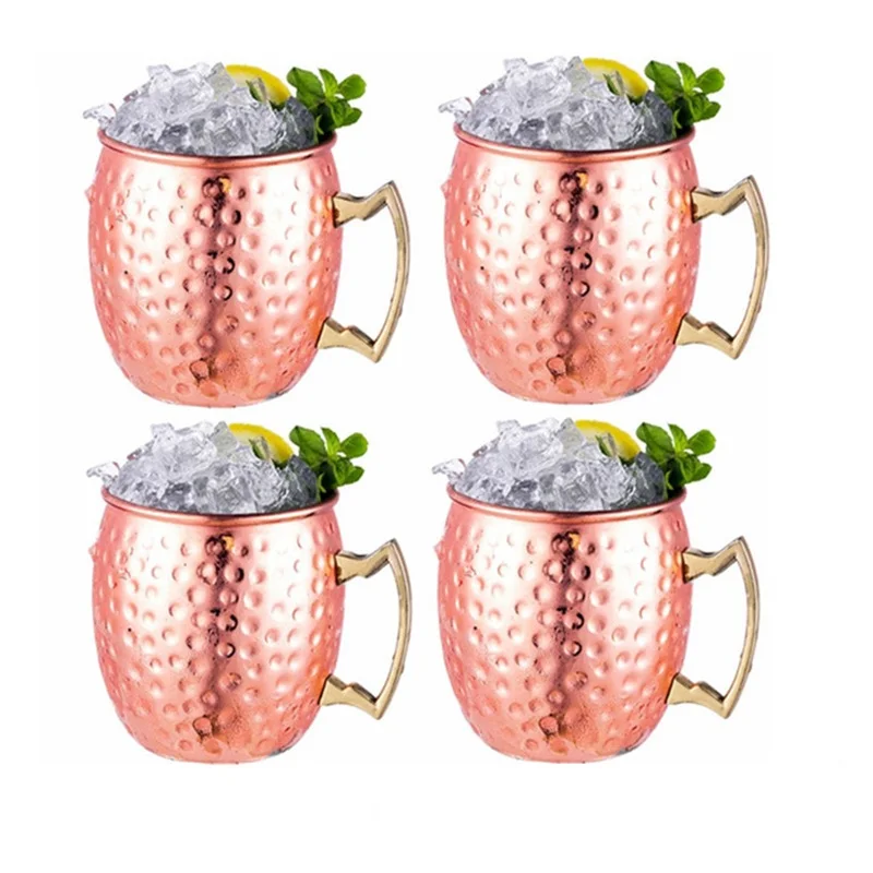 

4pcs 550ml 18 Ounces Hammered Copper Plated Moscow Mule Mug Beer Cup Coffee Cup Mug Copper Plated