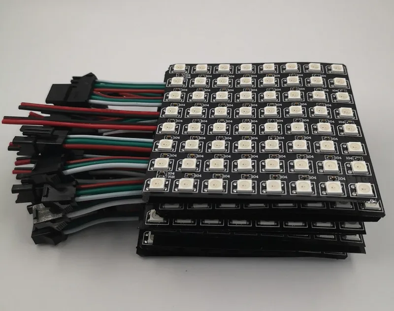 DC5V WS2812B Светодиодная цифровая гибкая панель с индивидуальной адресацией WS2812 8*8