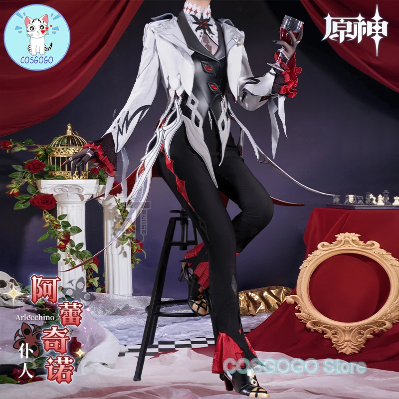 

COSGOGO Game Genshin Impact Arlecchino Tuxedo Cosplay Costume Halloween Outfits Game Clothing Women Anime Suit