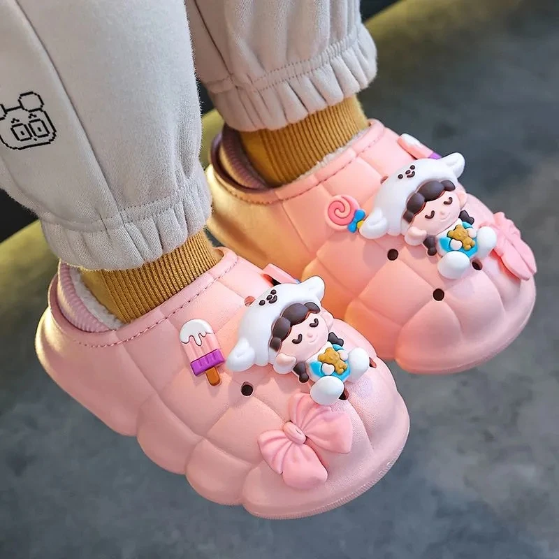2022 Winter Children's Cotton Slippers BABI Cute Cartoon Indoor Slippers Home Warm Baby Cotton Furry Warm Shoes
