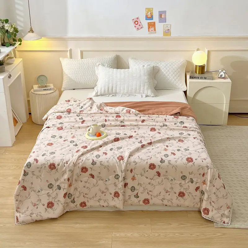 

Quilts Washed Breathable Summer Cool Double-layer Yarn Pure Cotton Soft Skin Friendly Air-conditioning Thin Comforter Quilt Core