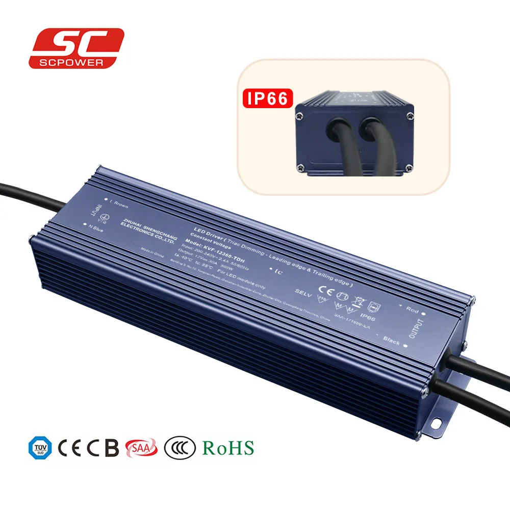 

SCPOWER Triac dimmable led driver 200V 240V DC 360W Triac Dimming 12V 24V High Power Factor