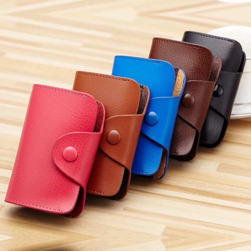 

Male PU Leather Card Holder Men and Women Portable Wallet Business ID Card Holder photo Bank Credit Card Korea Purse Storage Bag