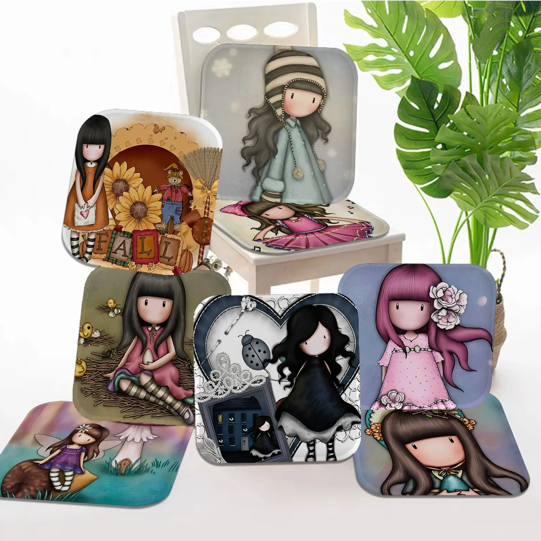 

Santoro-Gorjuss Cute Cartoon Girl Nordic Printing Chair Mat Soft Pad Seat Cushion For Dining Patio Home Office Indoor