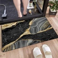 anti slip bath carpet golden geometric marble mat washable quick dry polyester living room hallway entrance doormat modern decor