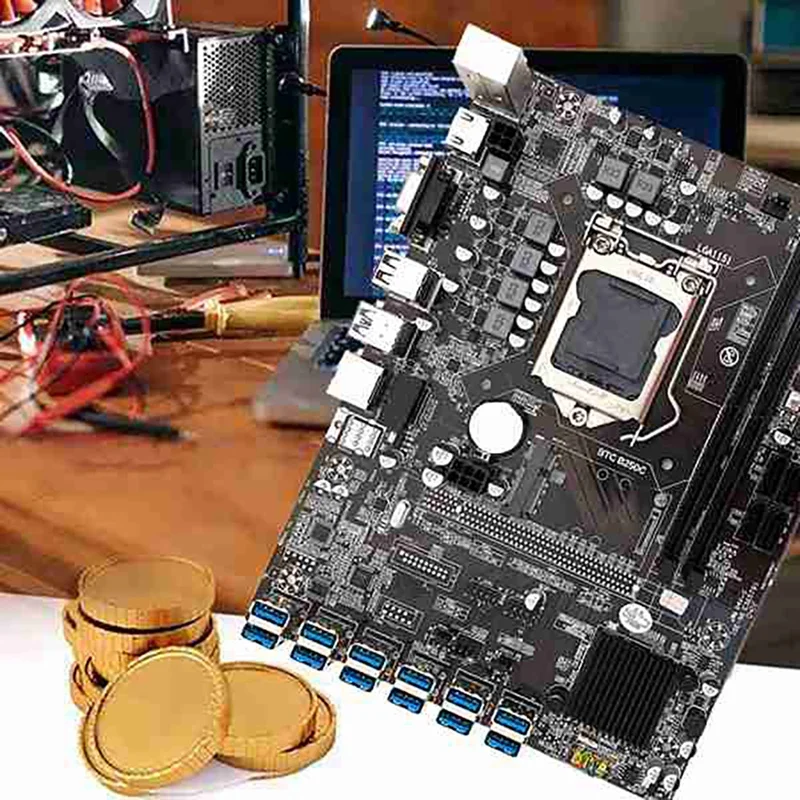 Материнская плата B250C для майнинга BTC материнская 12 USB3.0 к PCIE + кабель переключения