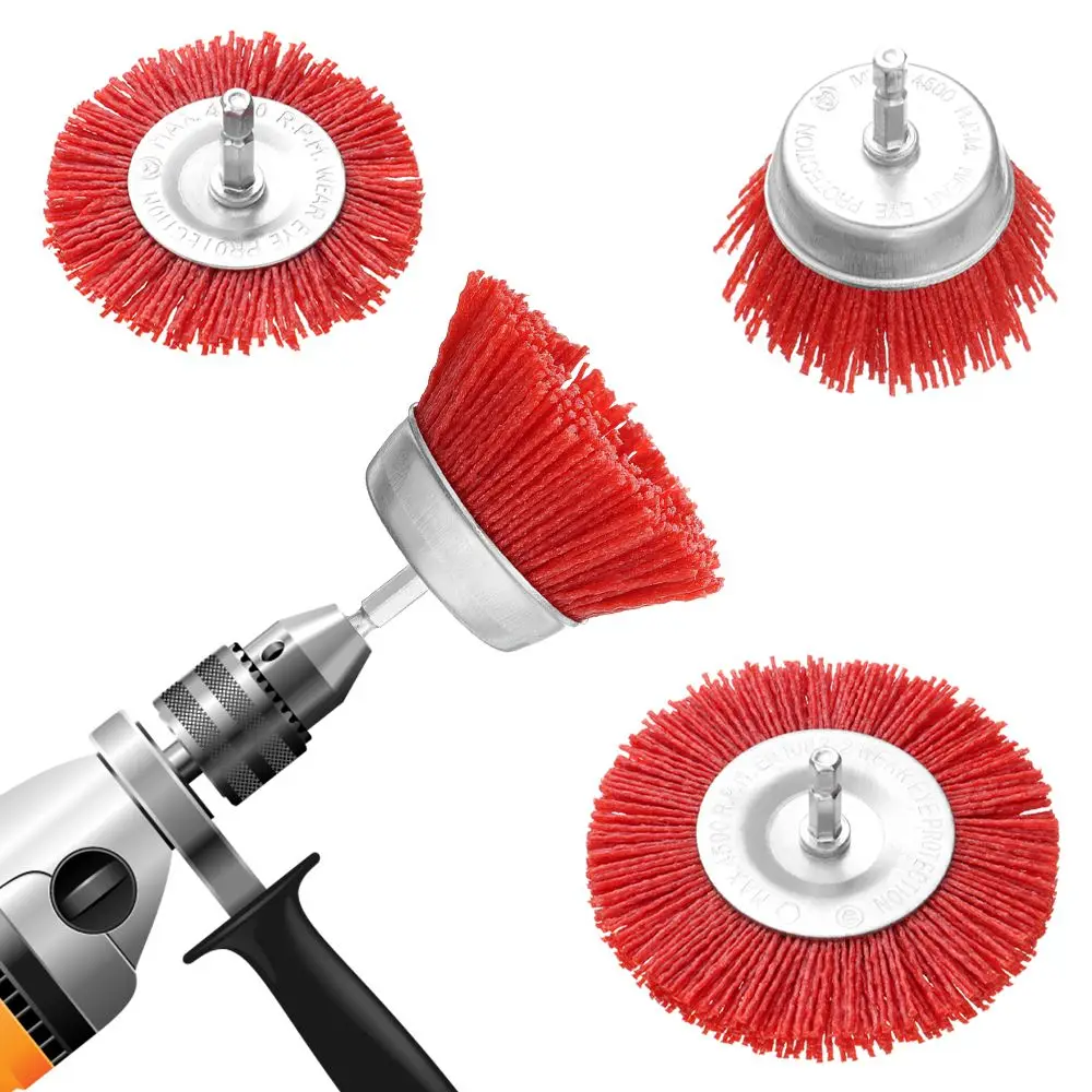 

Durable Abrasive Tools Deburring Cleaning Drill Rotary Tool Wood Polishing Nylon Cup Brush 3"/4" Wire Wheel Brush