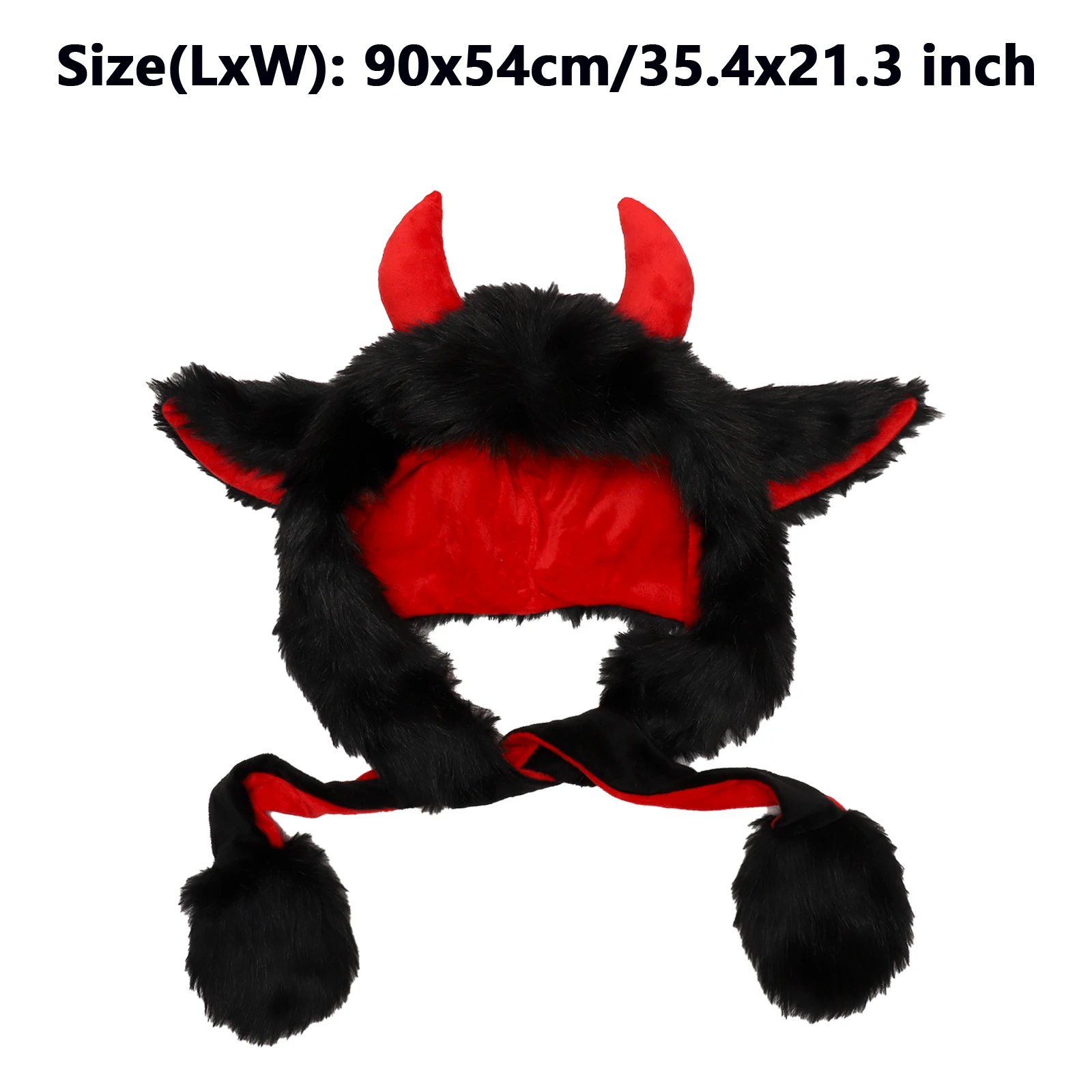 Cute Plush Animal Buffalo Ear Hat Unisex Winter Funny Cow Horn Warm Windproof for Shows Halloween Party Cosplay Costumes