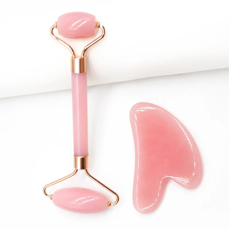 Двойной роликовый массажер для лица с косметической палочкой в форме сердца