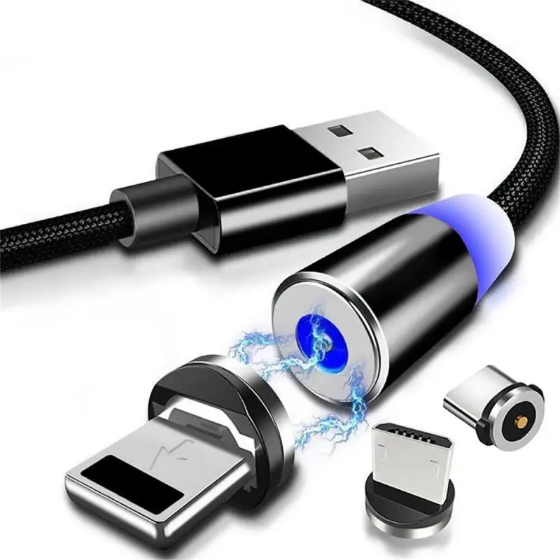 

2023 Universal Nylon Round One-to-three Magnetic Charging Cable Three-in-one Charging Cable Magnetic Data Cable