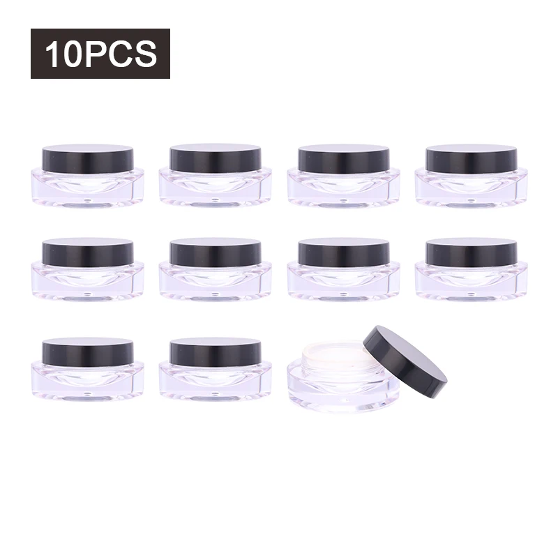 

CAIYA 5g unique black Plastic Empty Makeup Jar Pot Refillable Sample Bottles Travel Face Cream Lotion Cosmetic Container sample