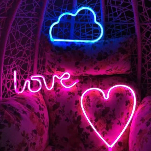 

LED neon shape lights love battery room decorative color lights