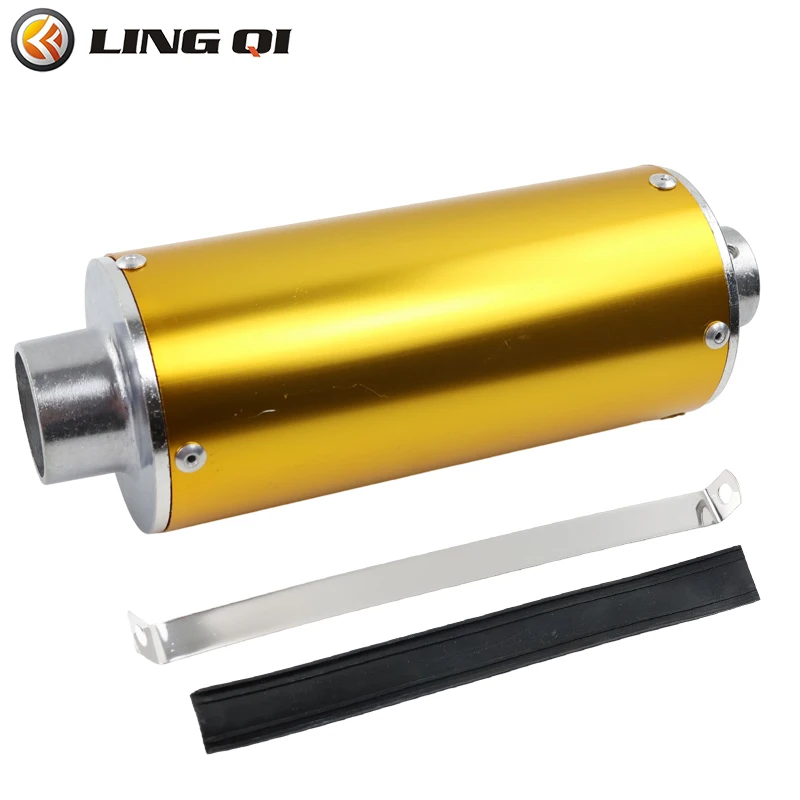 

LINGQI Универсальный металлический глушитель выхлопной трубы с плоским ртом, подходит для грязи, питбайка, внедорожного квадроцикла, глушитель, глушитель, труба