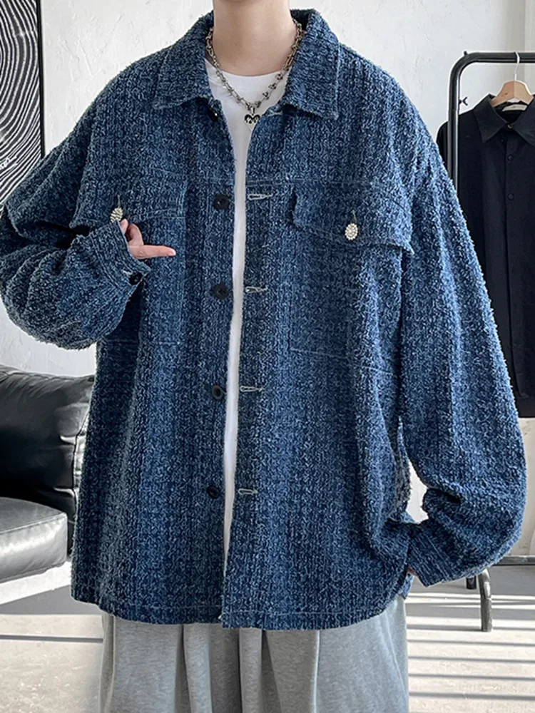 

Джинсовая куртка SYUHGFA мужская с карманами, свободная модная верхняя одежда из денима, синяя уличная одежда в стиле Харадзюку, весна 2022