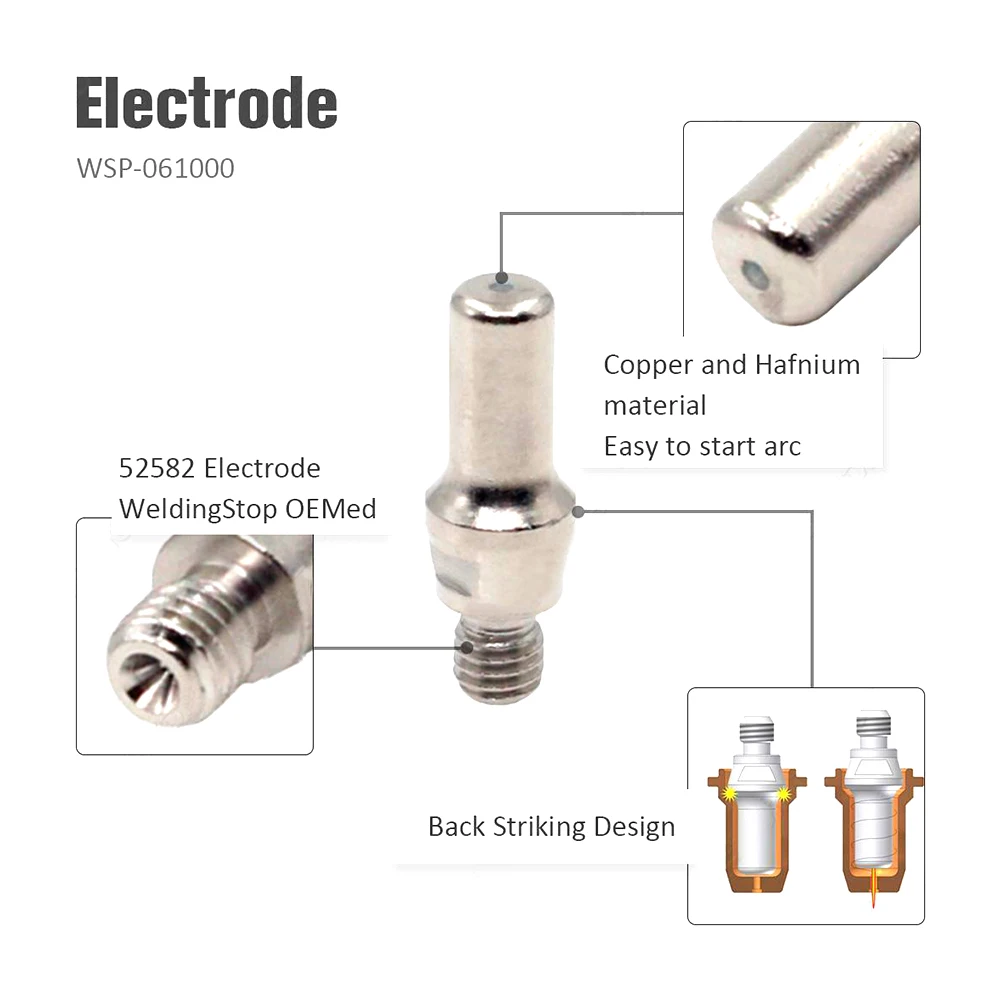 

22pcs Plasma Cutting Electrode Cutter Shield Cup Guide Electrodes Tips 1.0mm For PT60 IPT60 Torch Welders Cutters