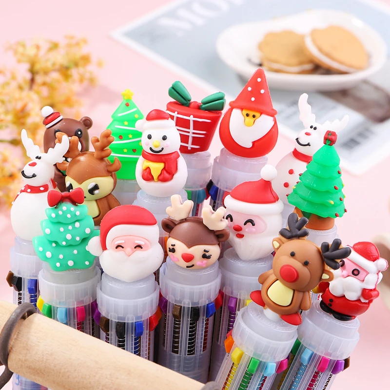 

4PCS Christmas Ballpoint Pen Small Gifts Kids Elk Snowman Santa Xmas Gifts Christmas Party Favor Present Giveaways Noel New Year