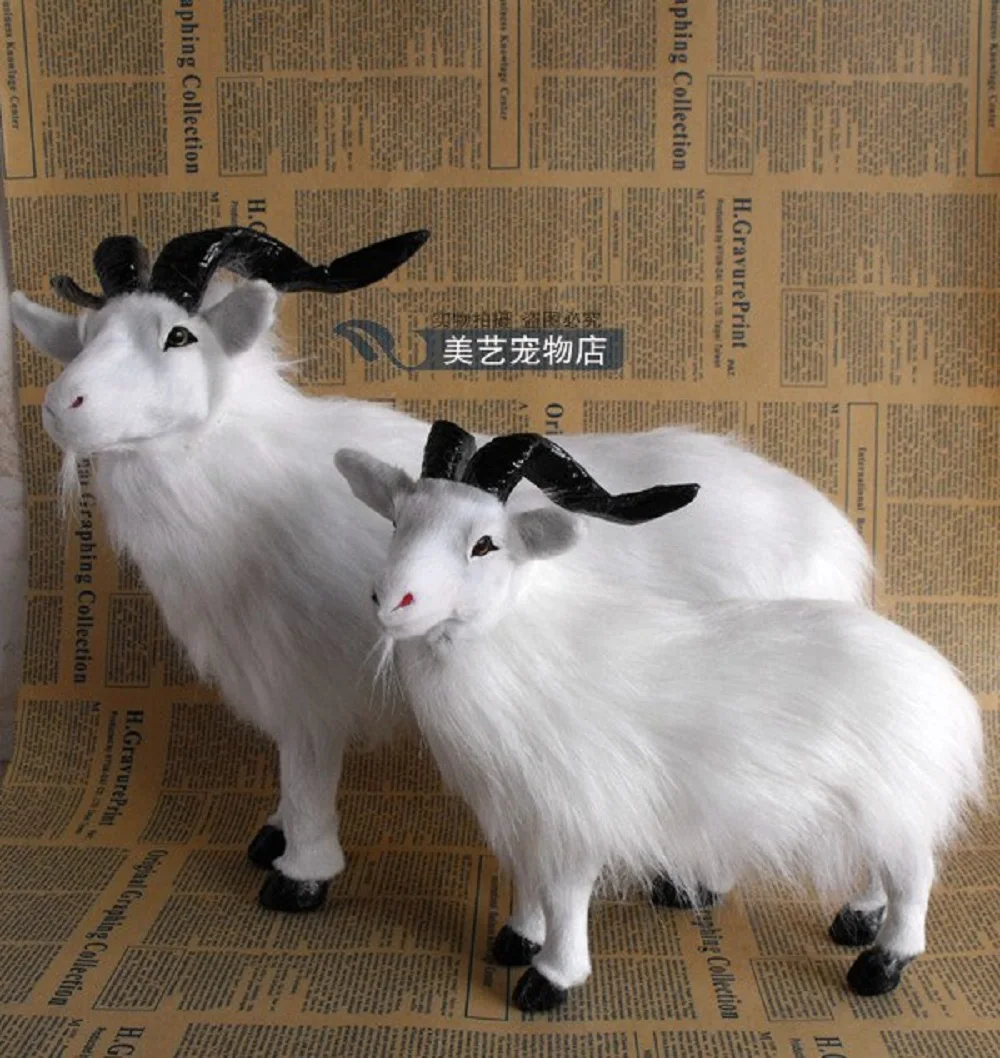 

a pair of simulation goat toys plastic&fur handicraft sheep models gift