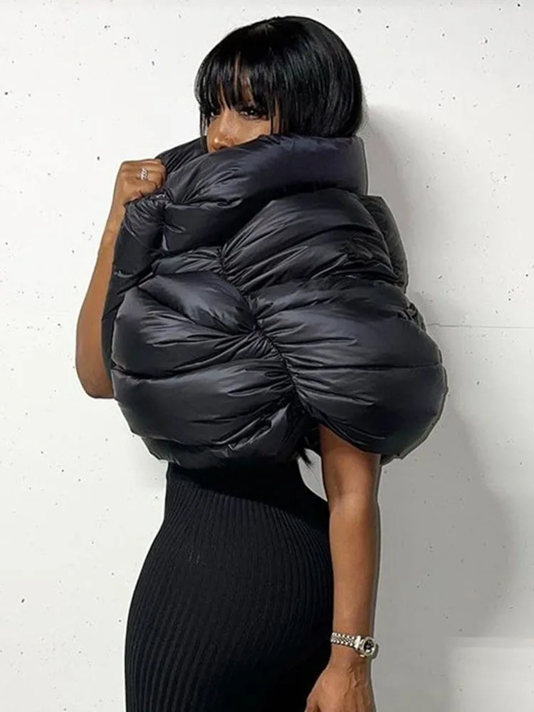 Sifreyr Cotton-padded Puffer Jacket Women Fashion Sleeveless Turtleneck Zipper Bread Outerwear Casual Streetwear Winter Parkas