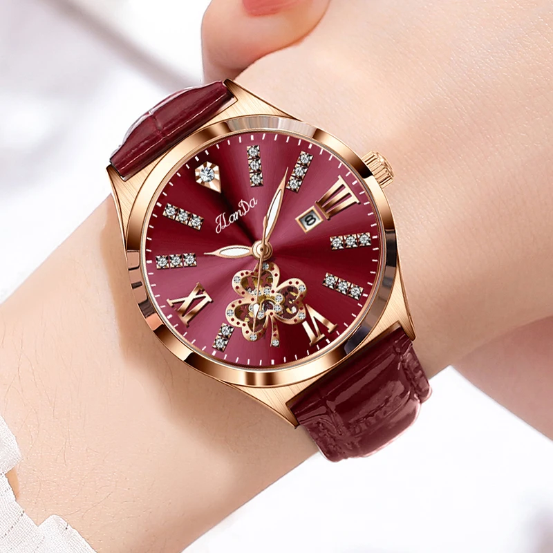 JLANDA 2023 Fashion Green Dial Leather Strap Watch Ladies Exquisite Atmosphere Diamond Luxury Quartz Watch Waterproof Watches