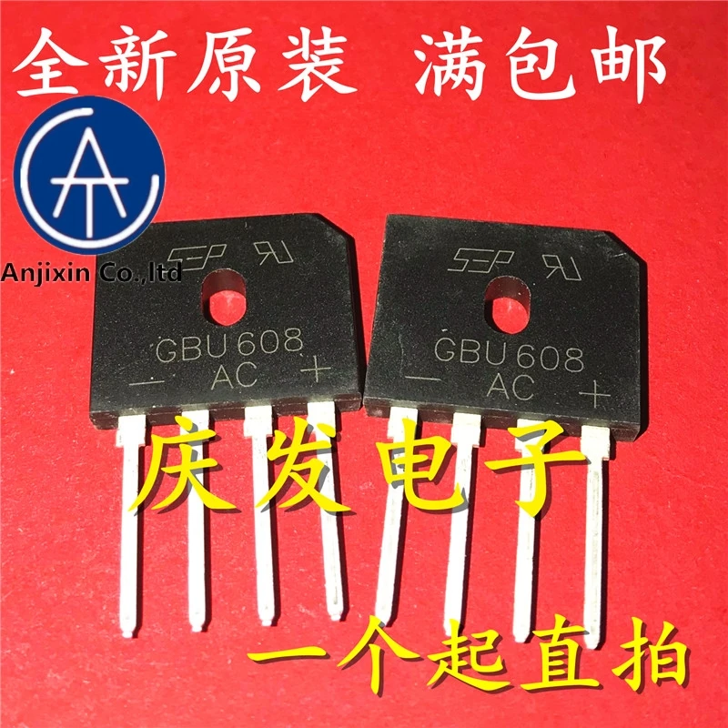 

10 PCS 100% orginal new 100% quality real stock new and original GBU608 GBU608T 6 a 800 v bridge rectifier bridge pile DIP - 4
