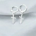 Простой серебристый цвет маленькие серьги-капли с крестиком для мужчин и женщин в стиле панк ювелирные изделия пирсинг уха металла Pendientes Mujer Moda