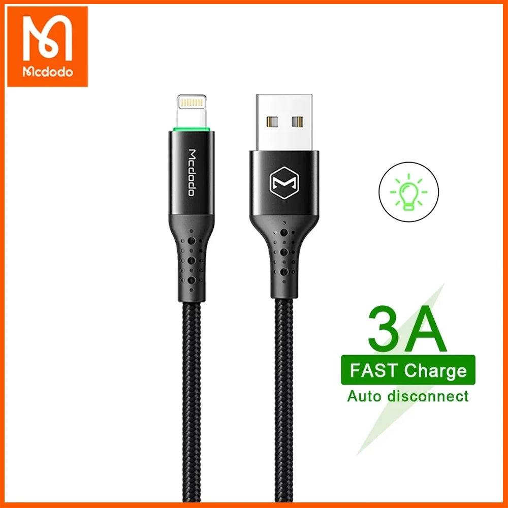 

Mcdodo 3A Fast Charging Auto Power OFF Data Wire USB Cable For Lightning iPhone 13 12 11 Pro Max XS XR X 8 7 Plus SE2 iPad iOS15