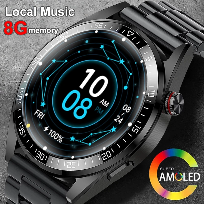 

8G память AMOLED экран женские умные часы 2022 для мужчин всегда дисплей Bluetooth Вызов местная музыка Smartwatch android часы Новые