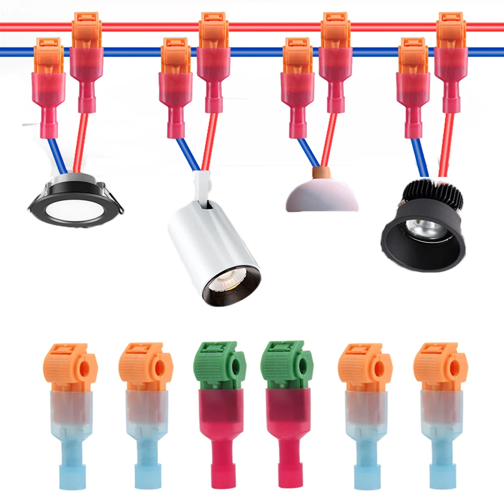 

T Shape Electrical Cable Connector T4 T5 Hard Wire Terminal Quick Connectors Snap Splice Fast Connectiong Way Home Office Cars