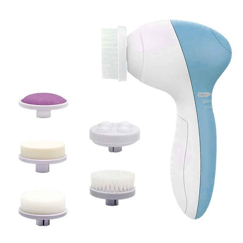 

5 In 1 Beauty Care Face Skin Massager Handheld Electrical Deep Wash Massage Exfoliating Cleaning Facial Brush