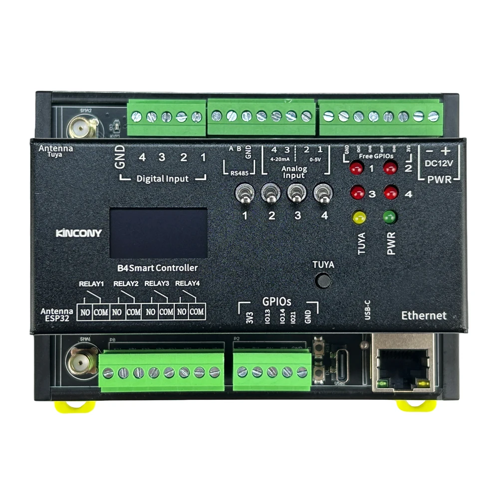 Фото Контроллер реле KinCony B4 Ethernet Wifi Smart для Home Assistant, ESPHome, Tasmota, Tuya, HomeKit, MQTT, RS485, Modbus, KCS v3 №1