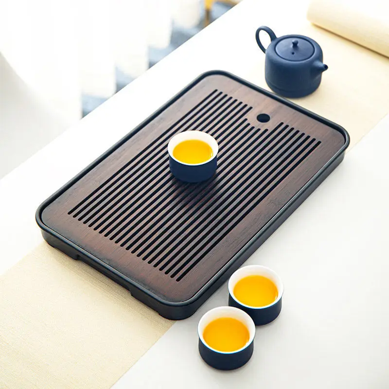 Bamboo Tea Tray Home Living Room Storage Japanese Rectangular Teaware
