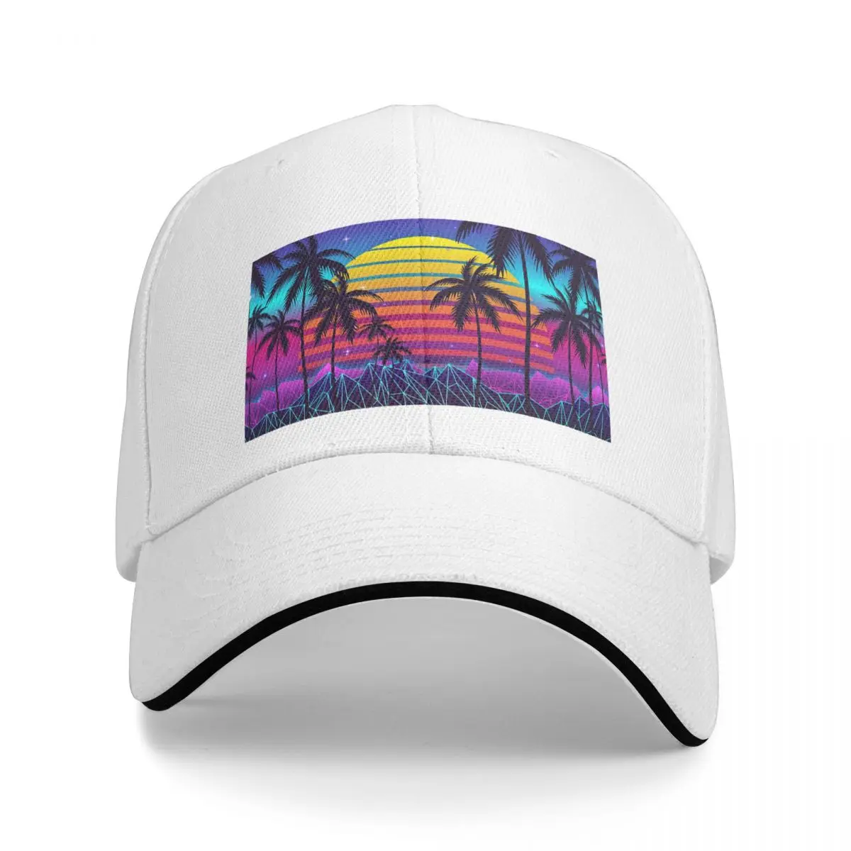 

Radiant Sunset Synthwave Unisex Caps Outdoor Trucker Baseball Cap Snapback Breathable Hat Customizable Polychromatic Hats